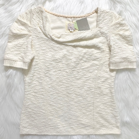 SOLD-NWT Anthropologie Nubby Knit Ruched Top - Picture 4 of 6